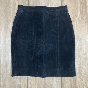 Vintage Don’t Stop Black Leather Pencil Skirt Womens 9 Suede Western Y2K Mini